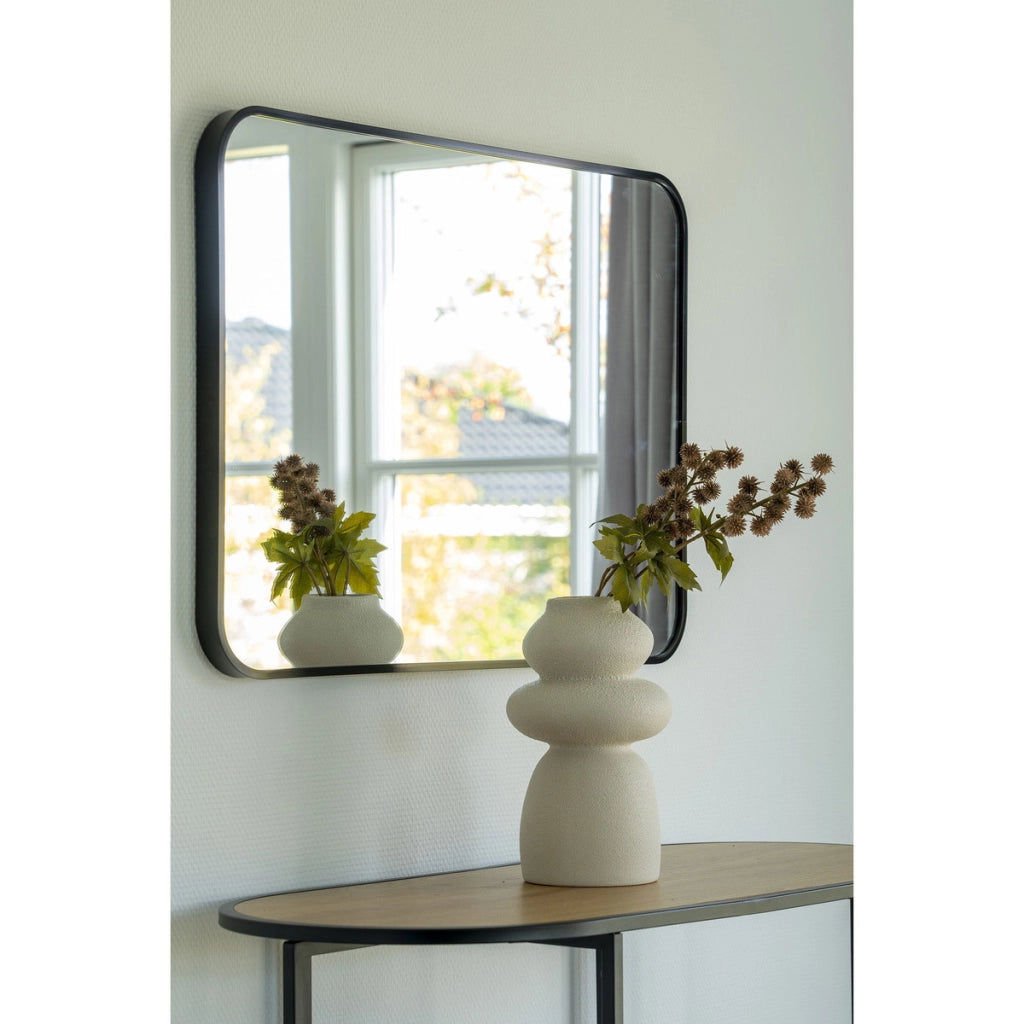 Vaso in gres beige con forme organiche, ø14,5x26,5 cm