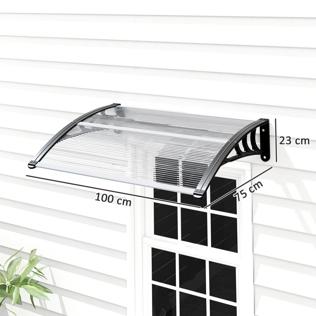 Copertura Porta Esterna in Policarbonato e Alluminio ¨C Minimal ¨C 100x75 cm Trasparente