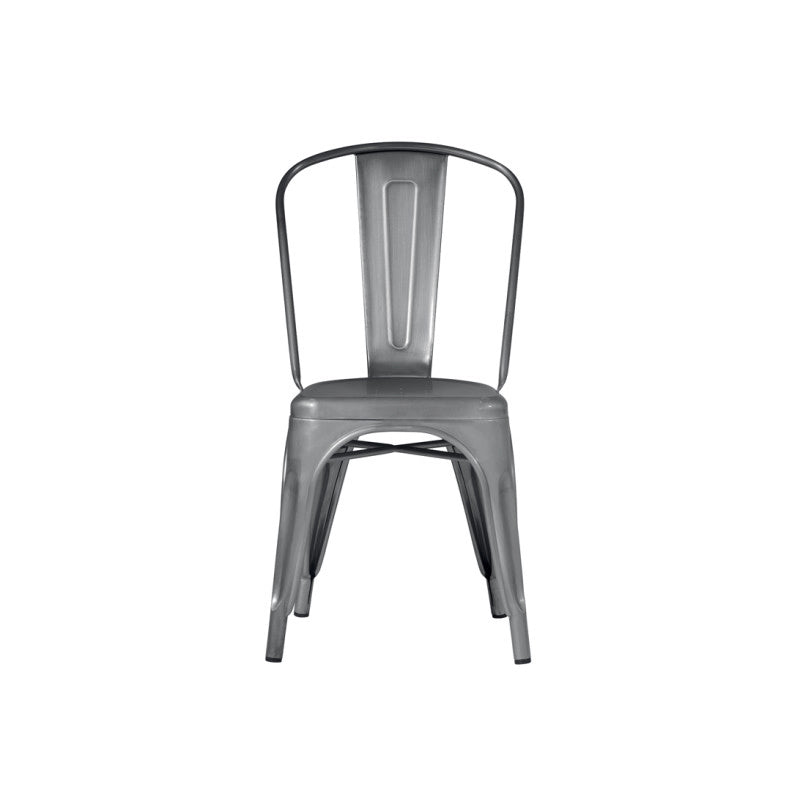 Set Di 4 Sedie Lamiera Impilabile Silver Moia