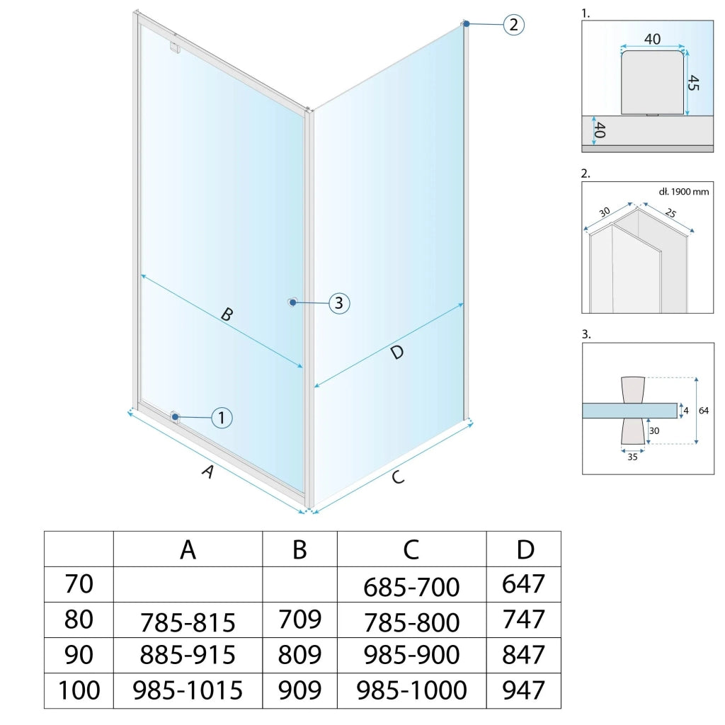 Cabina Doccia Rea Primo Swing 90x80 Chrome