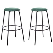 Set di 2 sgabelli da bar in velluto verde gambe in acciaio senza braccioli soggiorno salotto stile moderno