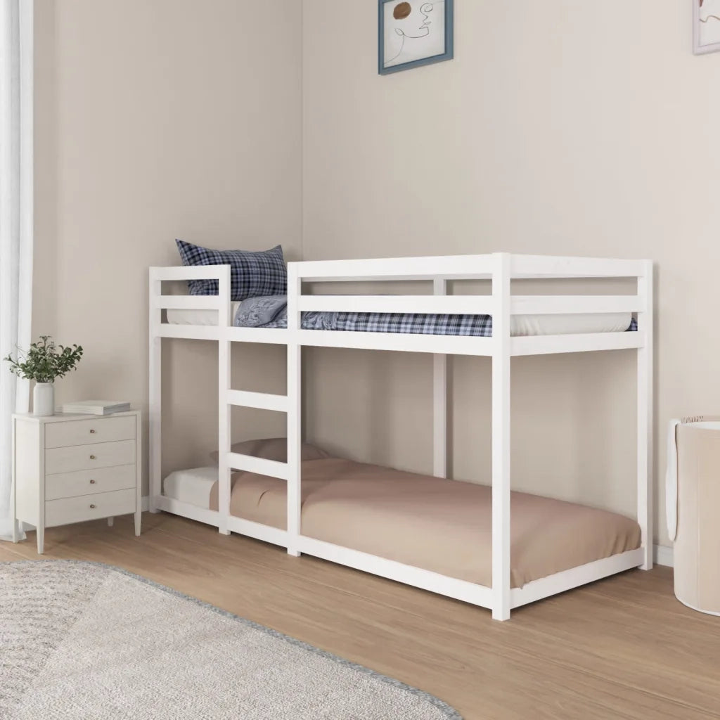 Letto singolo | Letto per adulti | Letto a Castello Bianco 80x200 cm in Legno Massello di Pino