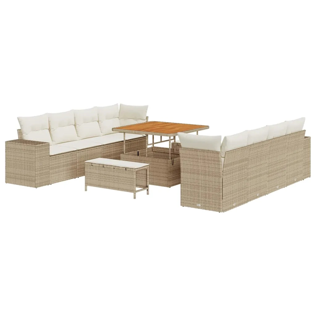 Set Divano da Giardino 11 pcs Beige e Crema polyrattan 3363936