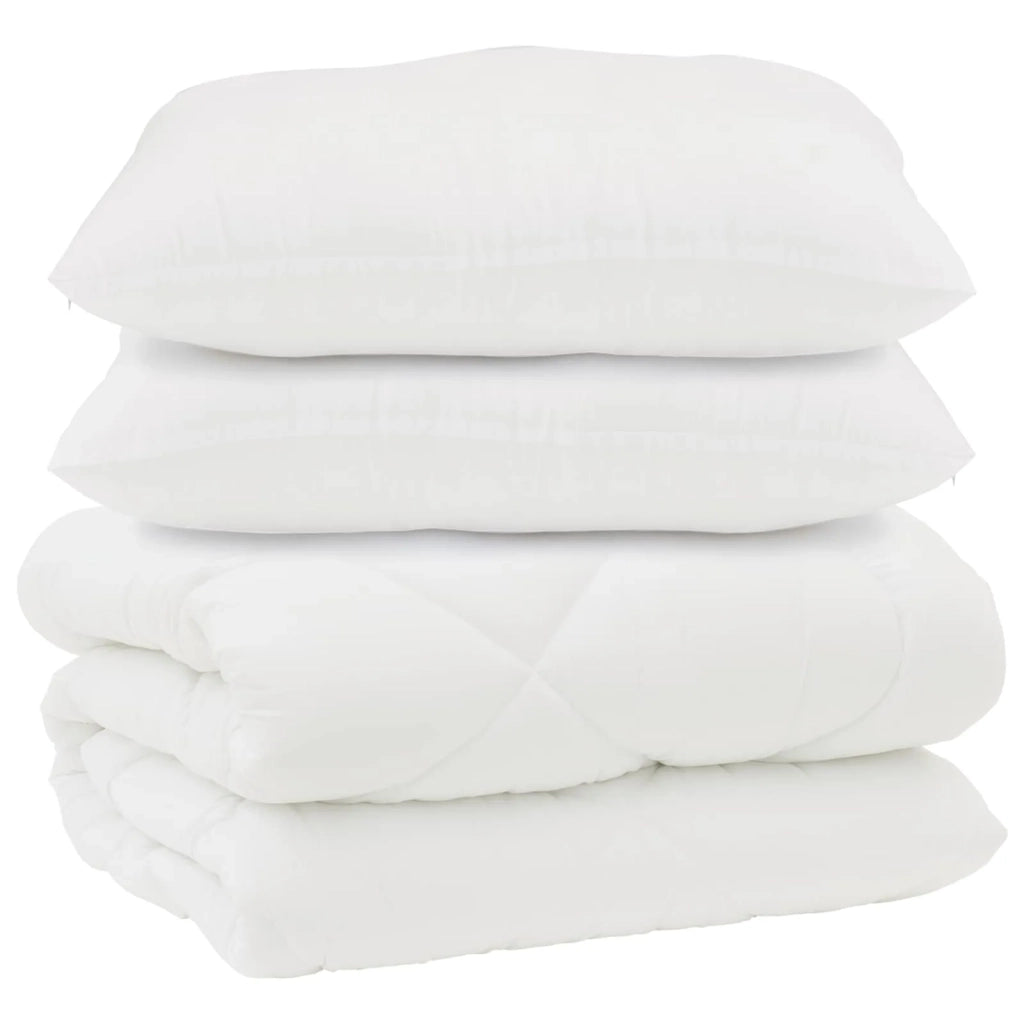 Piumone | Duvet con Cuscini 3 pz Bianco Microfibra e Piuma d'Oca