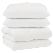 Piumone | Duvet con Cuscini 3 pz Bianco Microfibra e Piuma d'Oca