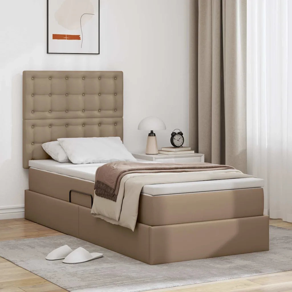 Letto con contenitore e LED con led Cappuccino 90 x 200 cm