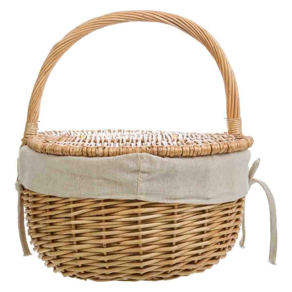 Cesto vimini marrone foderato 35x28x14,5/31h cm