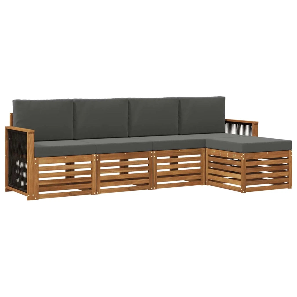 Set di divani da esterno con cuscino 5 pcs Naturale e Antracite 3384233