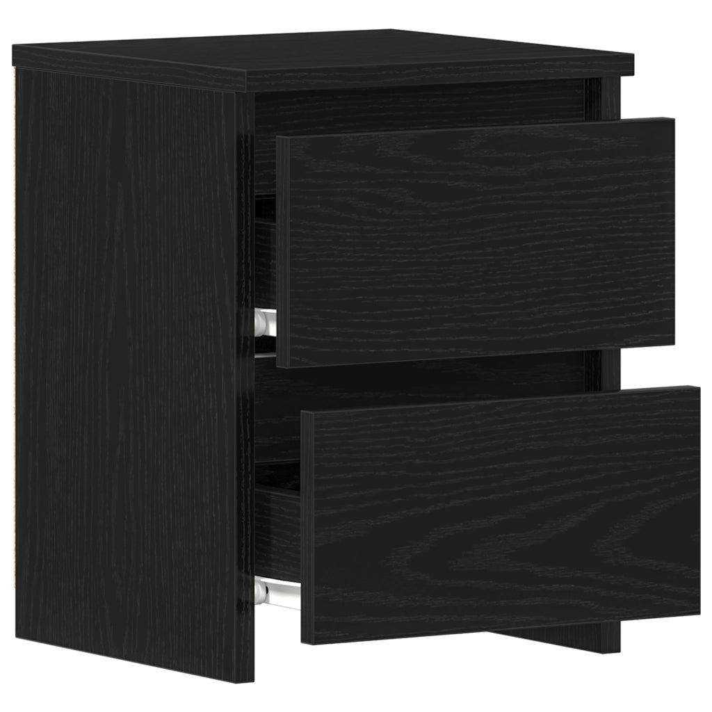 Comodino  con cassetti Nero Rovere 30x30x40 cm