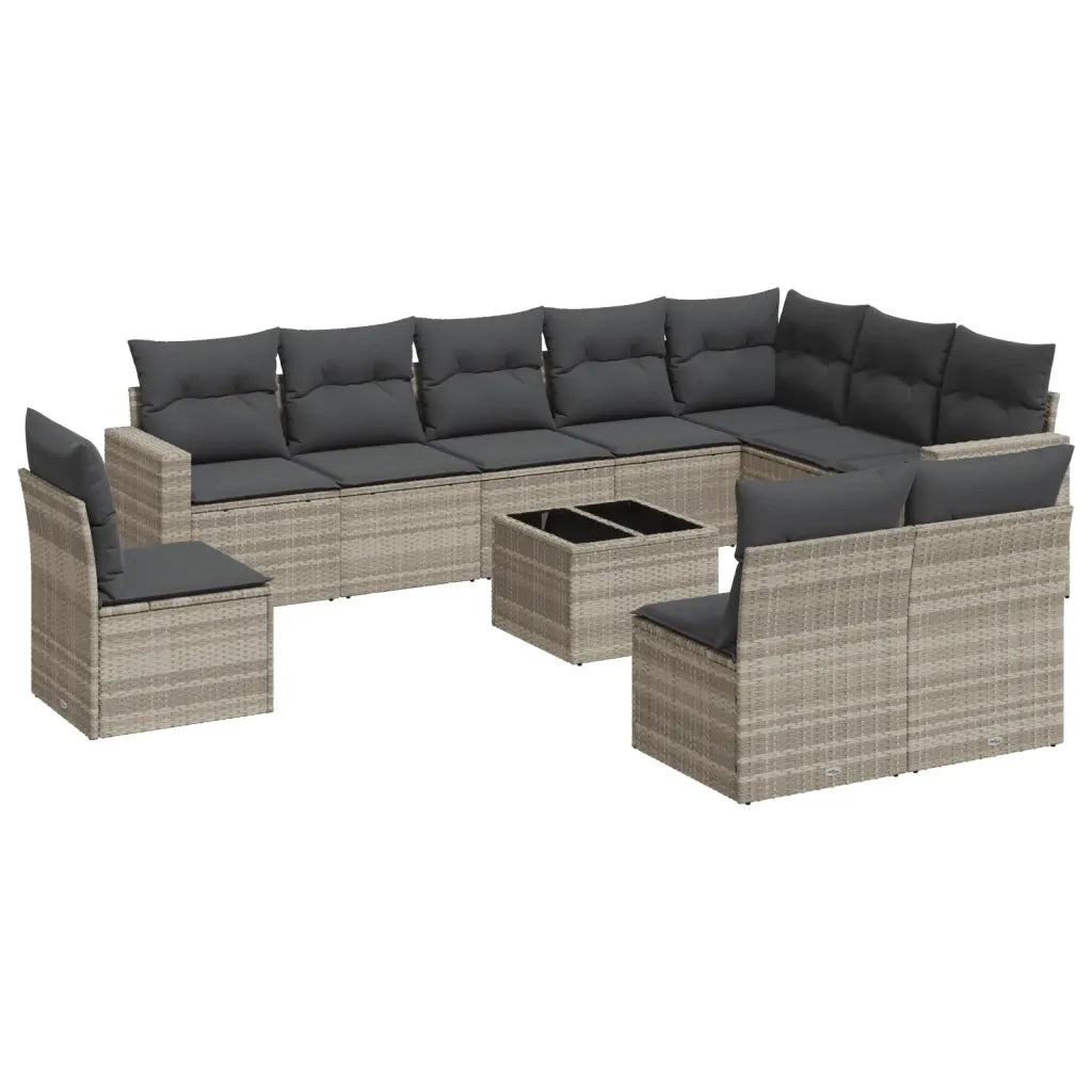 Set Divani da Giardino 11 pz con Cuscini in Polyrattan Grigio 3251459