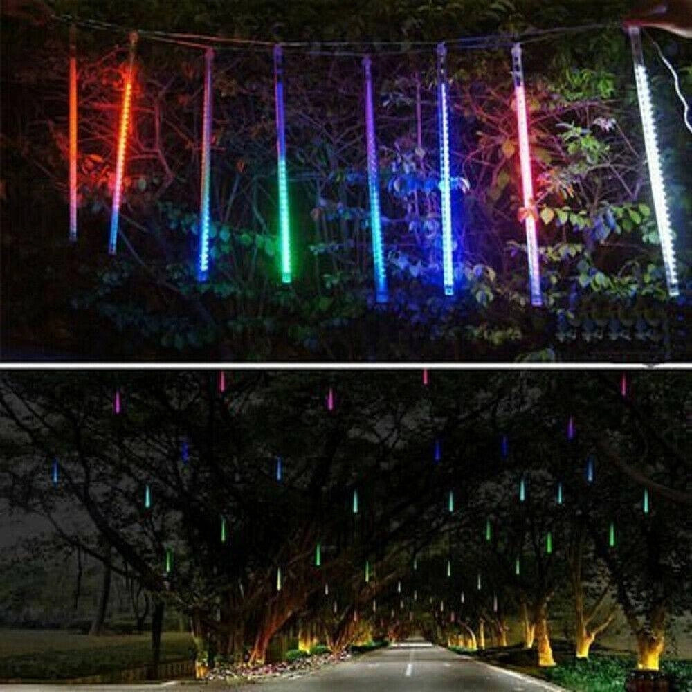 Trade Shop - Luci Di Natale Da Esterno Natalizie Led Effetto Pioggia Stella Cadente Multicolor -