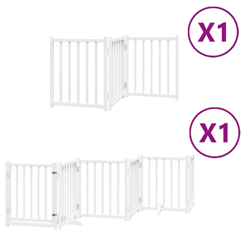 Cancelletto di sicurezza per animali domestici porta pieghevole 9 pannelli legno di pioppo bianco 02_0023291
