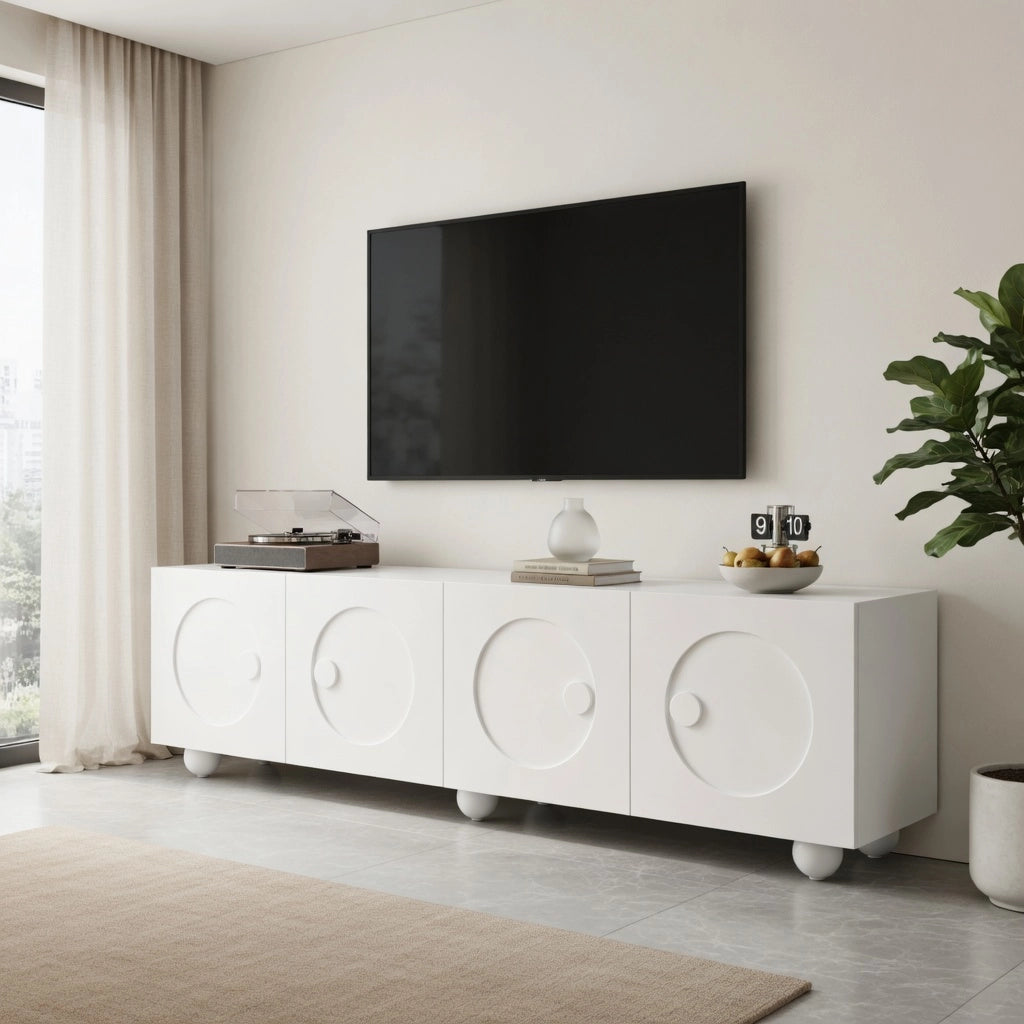 Cassettiera per TV bianca in MDF e truciolare; lunghezza 180;5 cm
