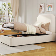 letto imbottito velluto beige 90 x 200 cm