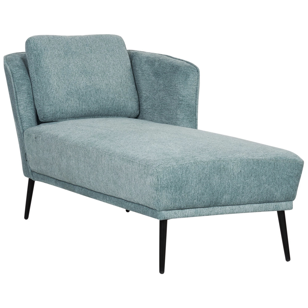 Chaise longue con cuscino in tessuto blu lato sinistro stile retrò