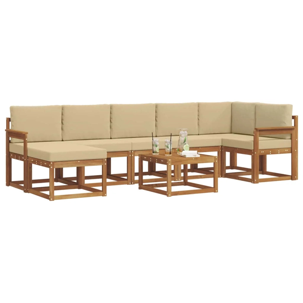 Set di divani da esterno con cuscino 8 pcs Naturale e Beige 3366736