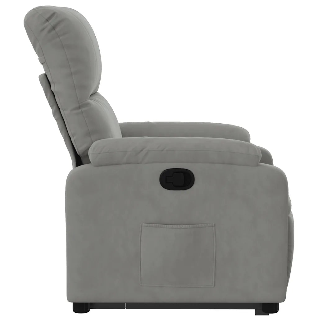 Poltrona | Sedia Relax Alzapersona Reclinabile Grigio Chiaro Microfibra