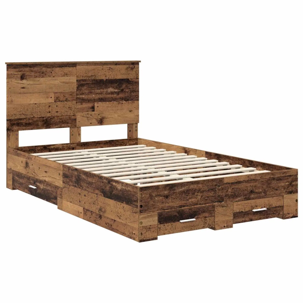 Letto matrimoniale | Letto per adulti | Struttura del letto con testiera Legno vecchio 120 x 190 cm
