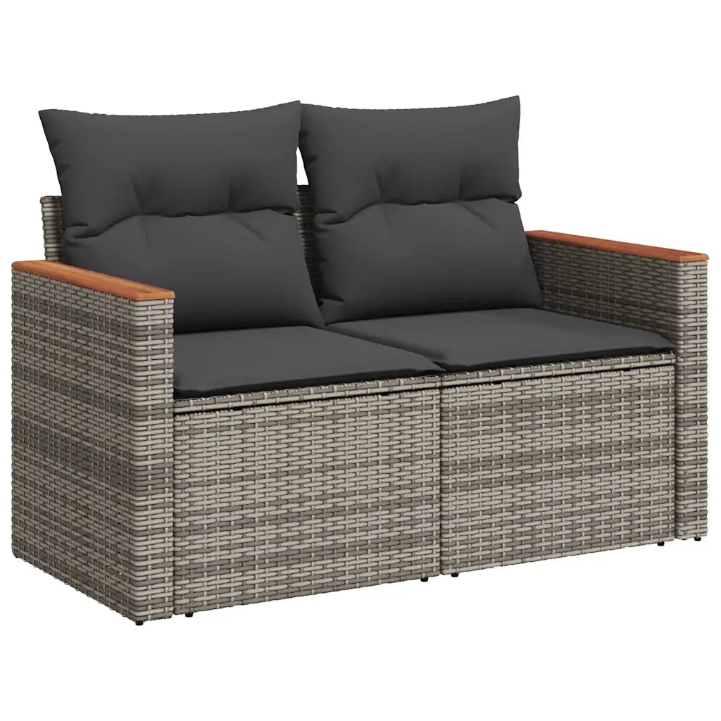 Set Divano da Giardino 9pz con Cuscini Grigio Polyrattan Acacia 3327525