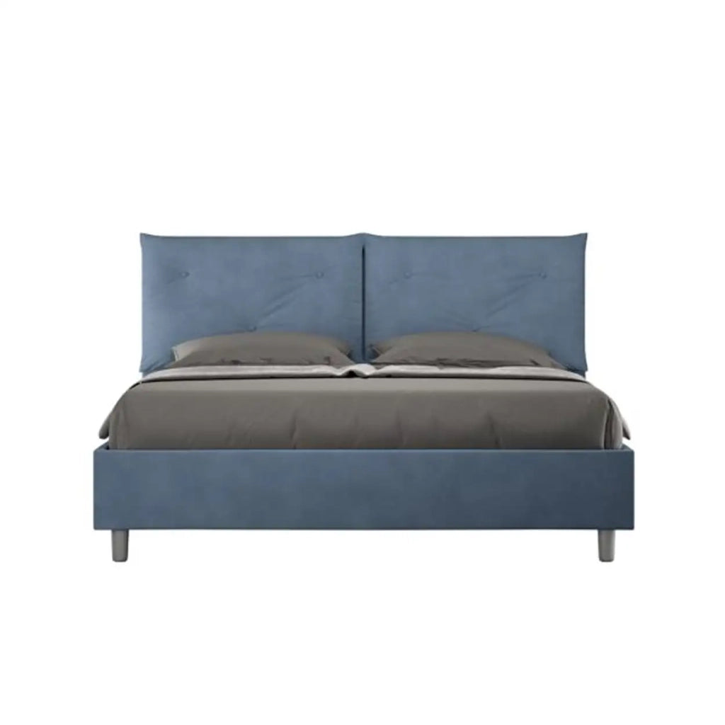 Letto matrimoniale con rete imbottito 160x190 microfibra blu Appia
