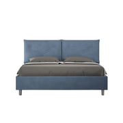 Letto matrimoniale con rete imbottito 160x190 microfibra blu Appia