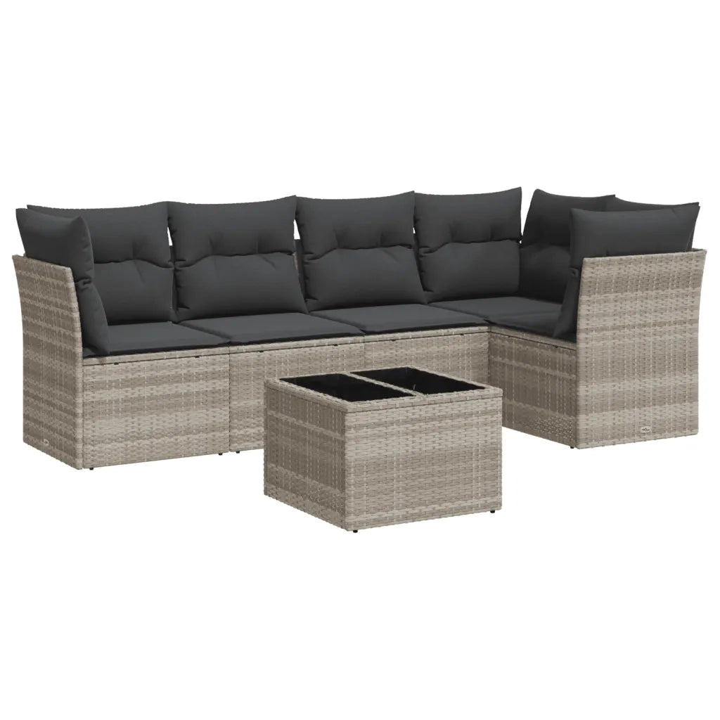 Set Divano da Giardino 6pz con Cuscini Grigio Chiaro Polyrattan 3217612