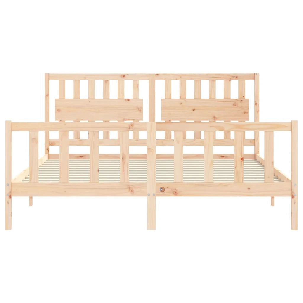 Letto matrimoniale | Letto per adulti | Giroletto con Testiera Super King Size in Legno Massello