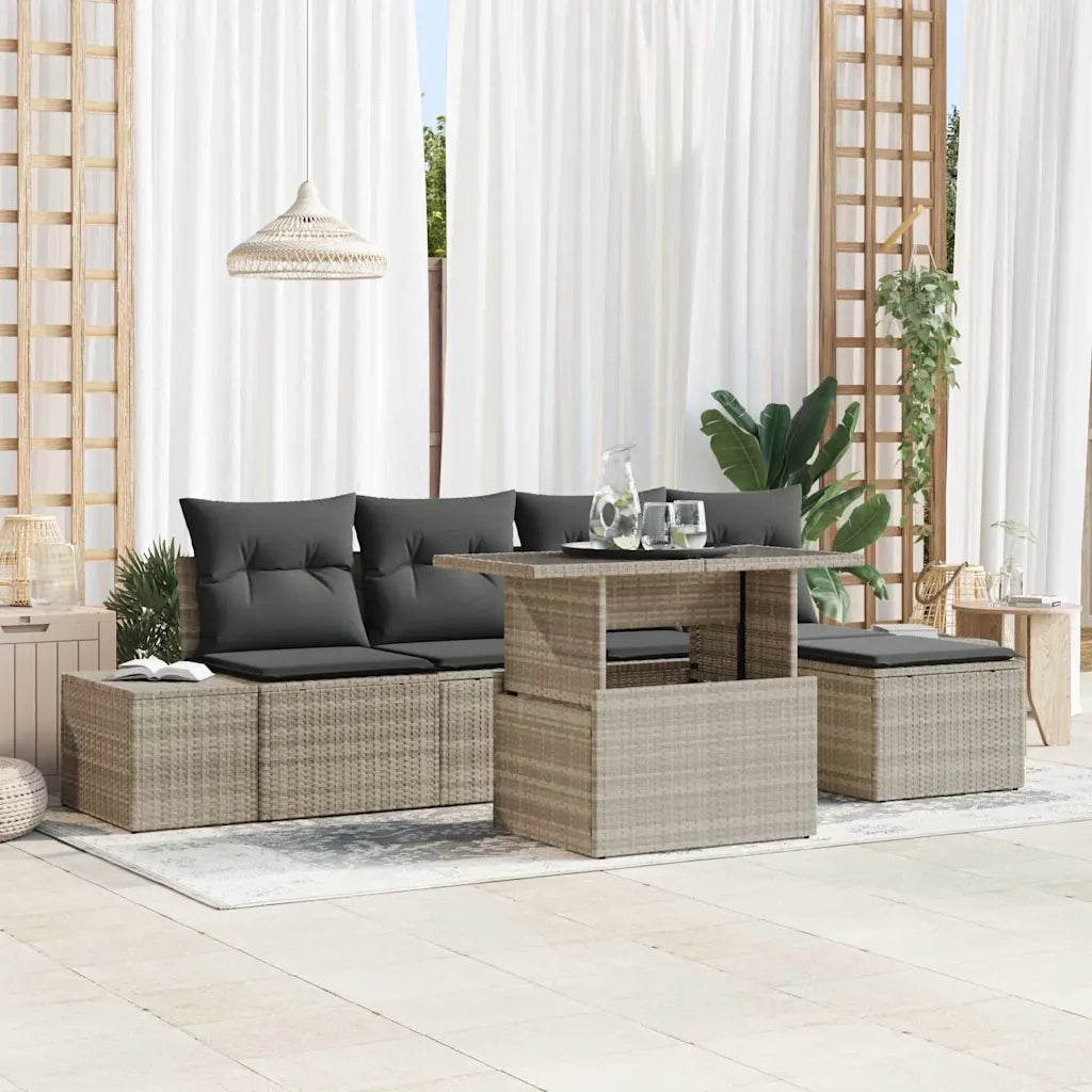 Set Divano da Giardino 6 pcs Grigio chiaro polyrattan 3349168