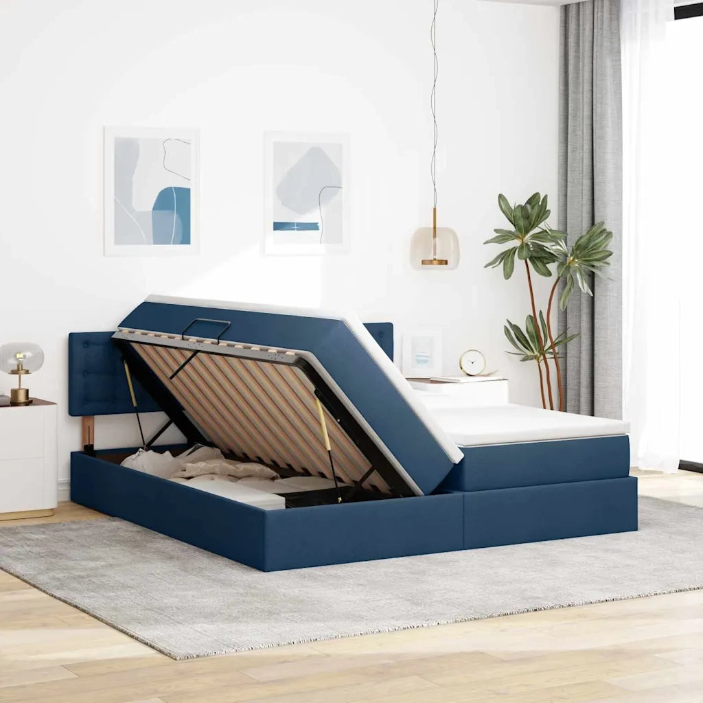 Letto con Contenitore Blu 200 x 200 cm Pelle Sintetica 3370960