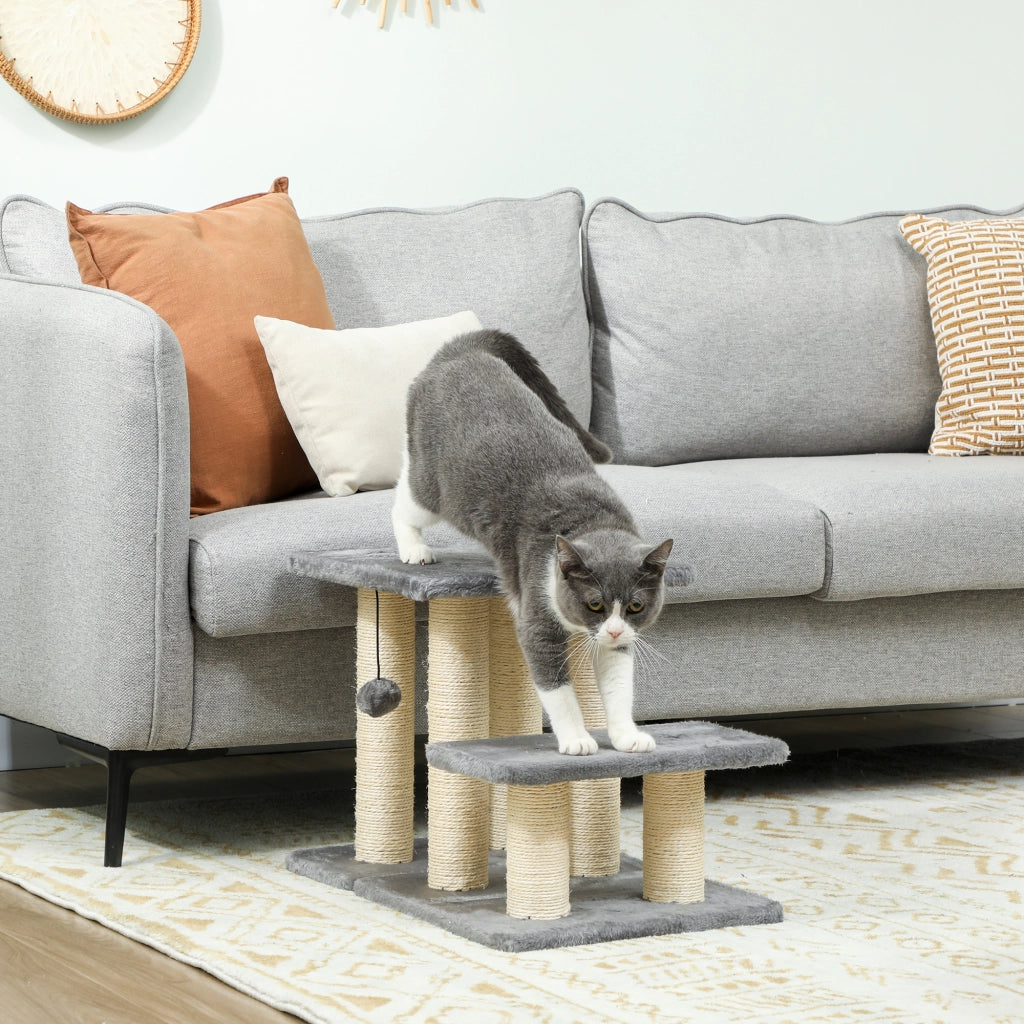 Scala per Cani 3 Gradini 54cm ¨C Xylo ¨C Con Tiragraffi in Sisal e Palla Gioco