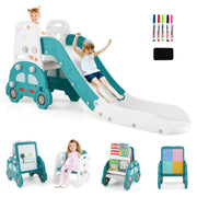 Set scivolo 5 in 1 convertibile bambini pieghevole arrampicata, Set cavalletto disegno sgabello libreria lavagna bifacciale blocchi
