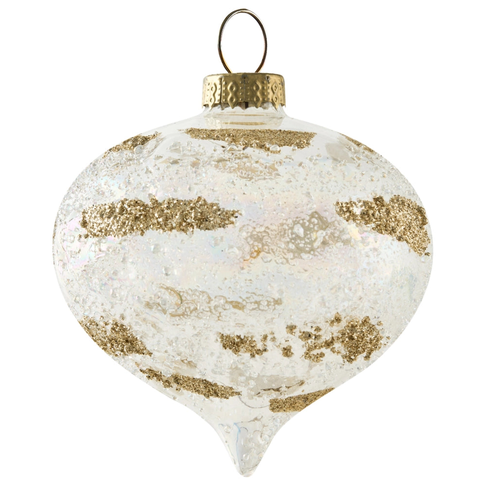 Set di 25 palline di Natale in vetro da appendere all'albero di Natale in stile tradizionale glamour trasparente e dorato