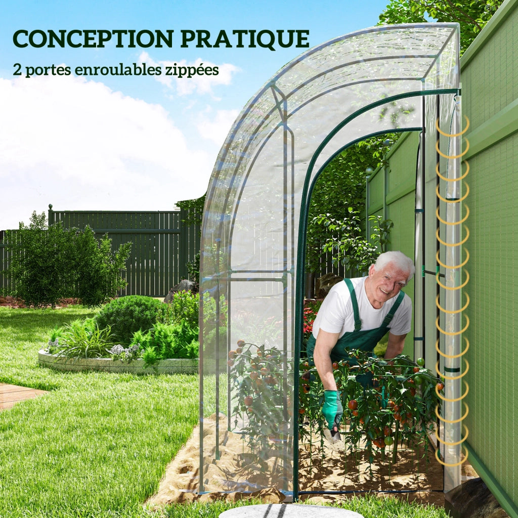 Serra da Giardino Adossata ¨C Minimal ¨C PVC Trasparente Acciaio 2 Porte