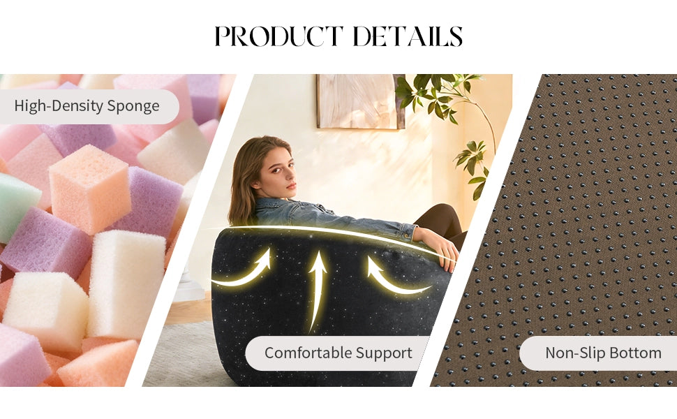 Poltrona bean bag con schienale alto curvo in flanella nera