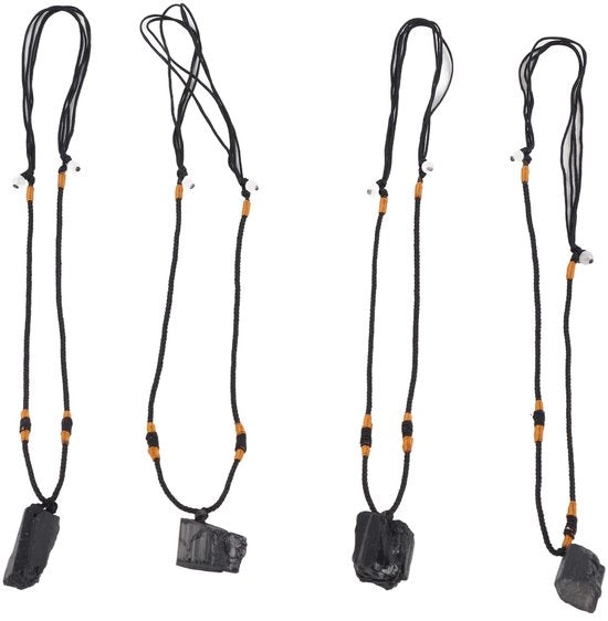 Collana a catenella termoisolante 4 pezzi - Cristalli neri oscillante - Cavo regolabile 25-32 cm - Protezione contro le radiazioni - Accessorio per maglia