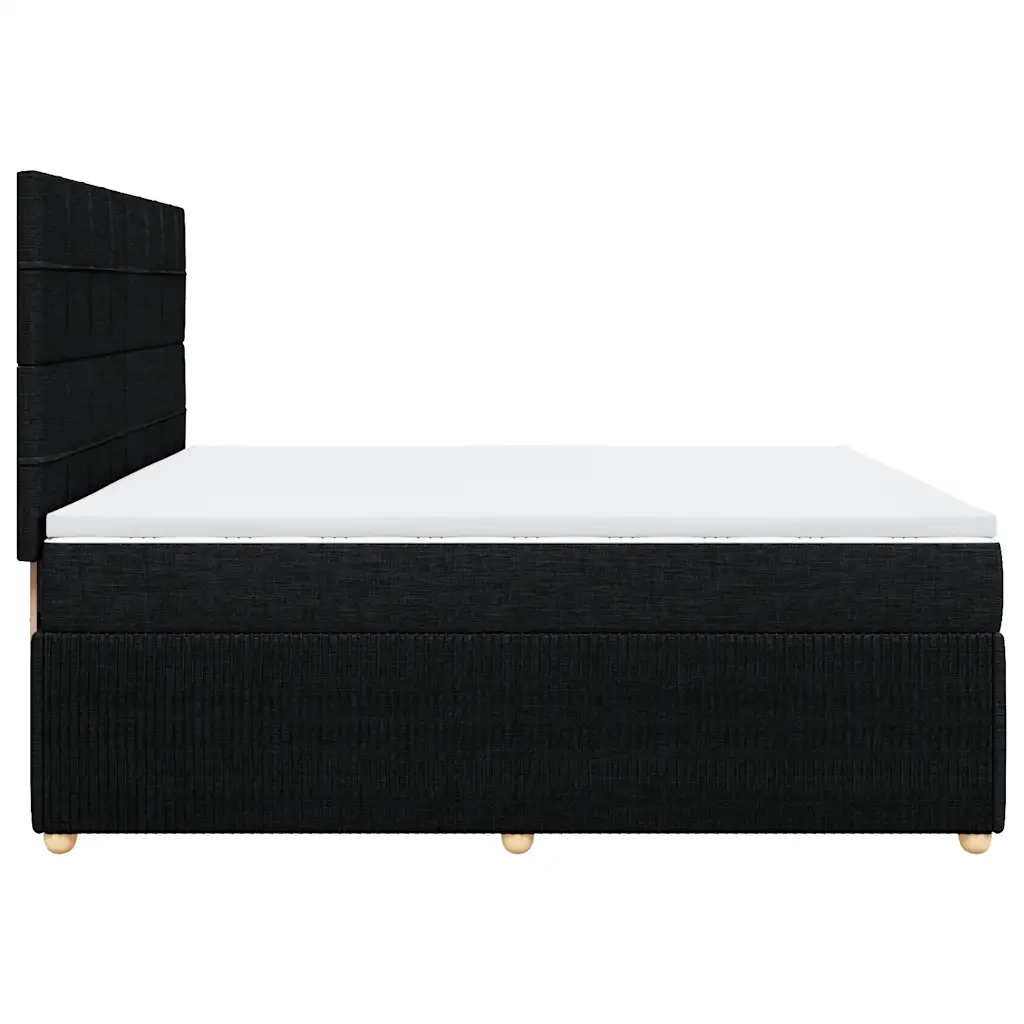 Giroletto a Molle con Materasso Nero 200x200 cm in Tessuto