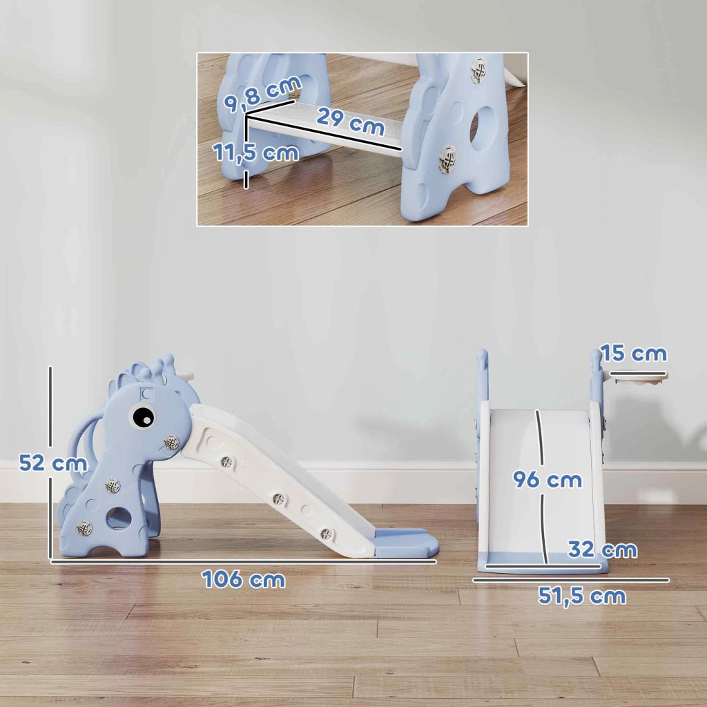 Letto a Soppalco con Scivolo e Canestro da Basket per Bambini ¨C Minimal ¨C Blu