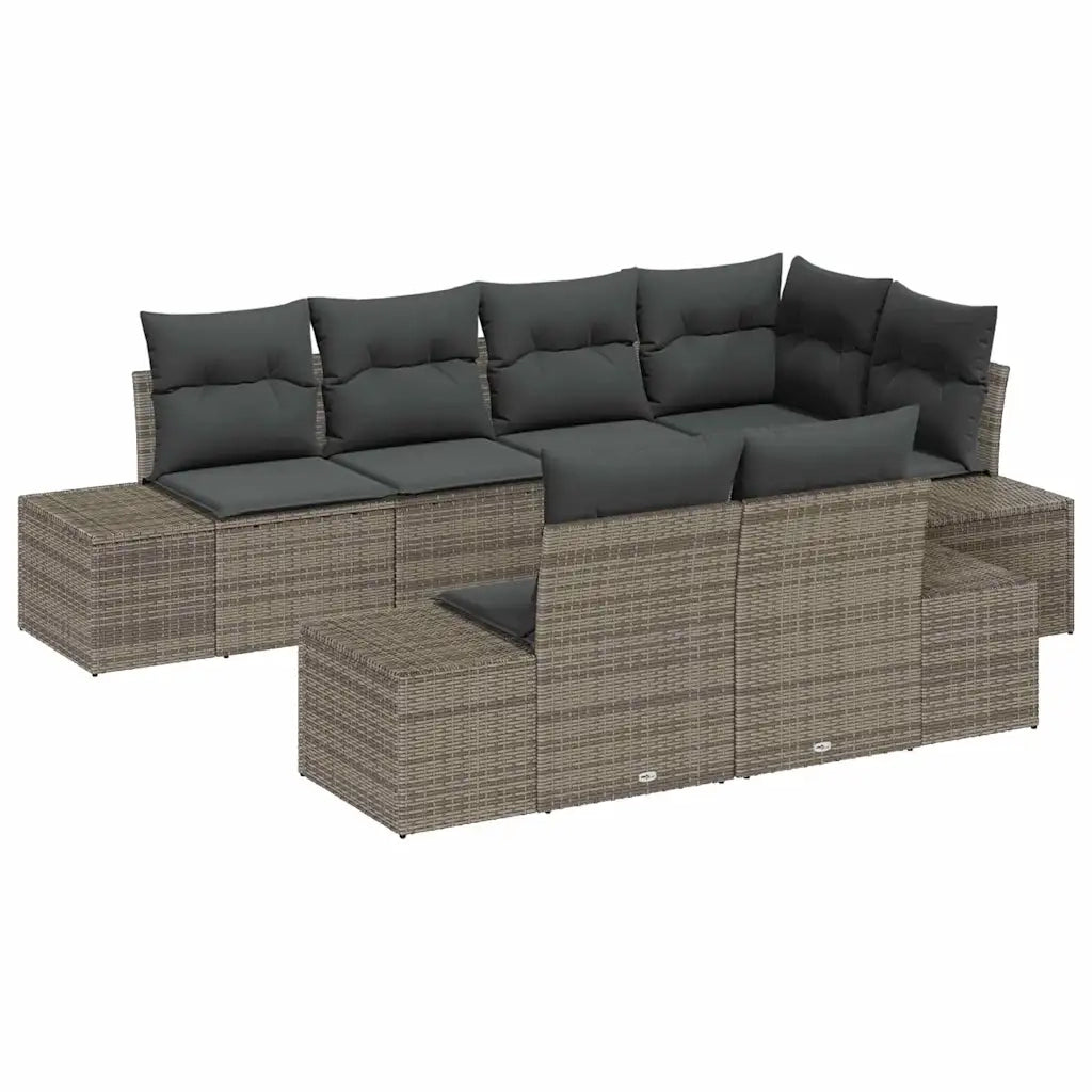 Set Divano da Giardino 7 pcs Grigio polyrattan