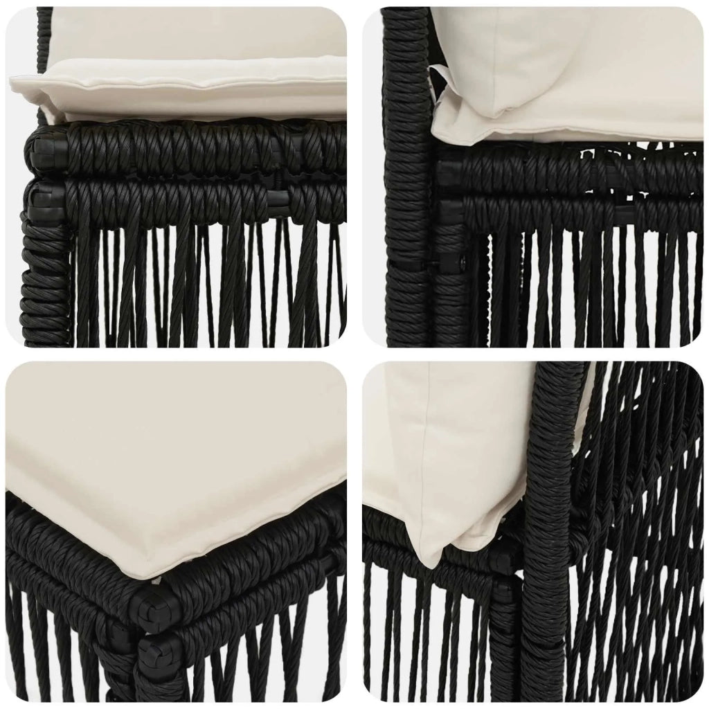 Set Divano da Giardino 9 pz Nero polyrattan 3436444