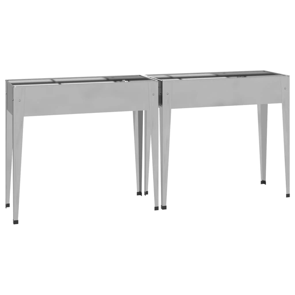 Fioriera rialzata per piante fiori giardino terrazze set da 2 acciaio zincato argento 02_0039007