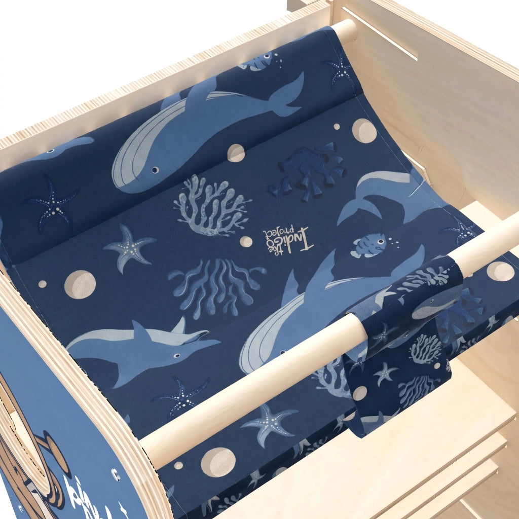 Castle Gate - Torre Montessori multifunzionale 3 in 1 per bambini a partire dai 24 mesi, 58x50x90 cm con lavagna e cestino in legno