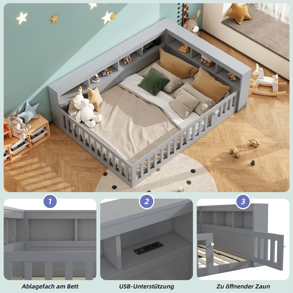 Letto Divano 140x190 con Rete a Doghe e Contenitore ¨C MINIMAL ¨C Grigio