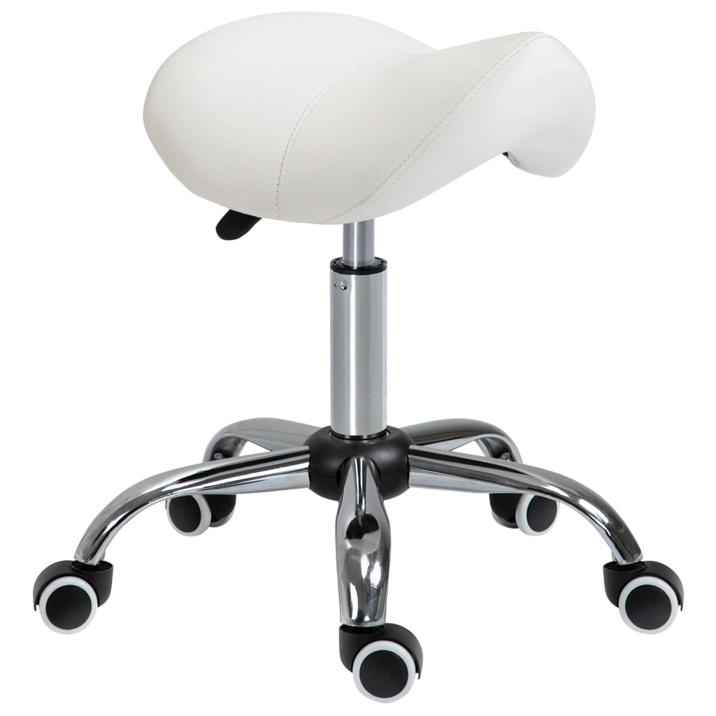 Sgabello con Ruote e Altezza Regolabile ¨C Zephmum ¨C Bianco 52x53x49-61cm