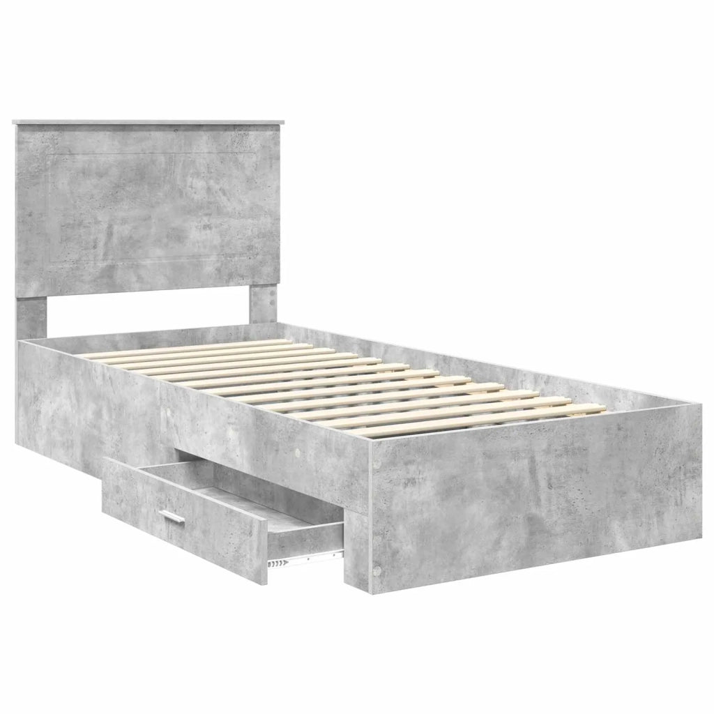 Letto singolo | Letto per adulti | Struttura del letto con testiera Grigio cemento 90 x 200 cm