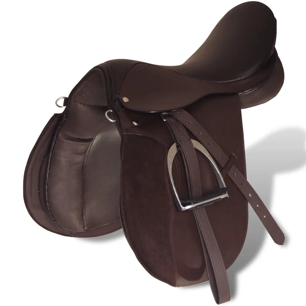 Set Sella Equitazione 17,5" in pelle naturale Marrone 18 cm 5-in-1 90648