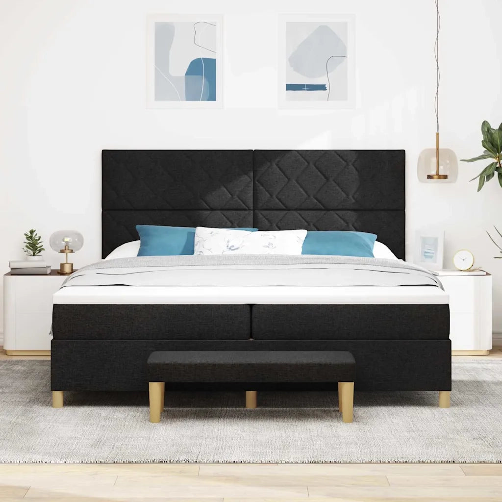 Letto a molle con materasso Nero 200 x 200 cm Tessuto 3344403