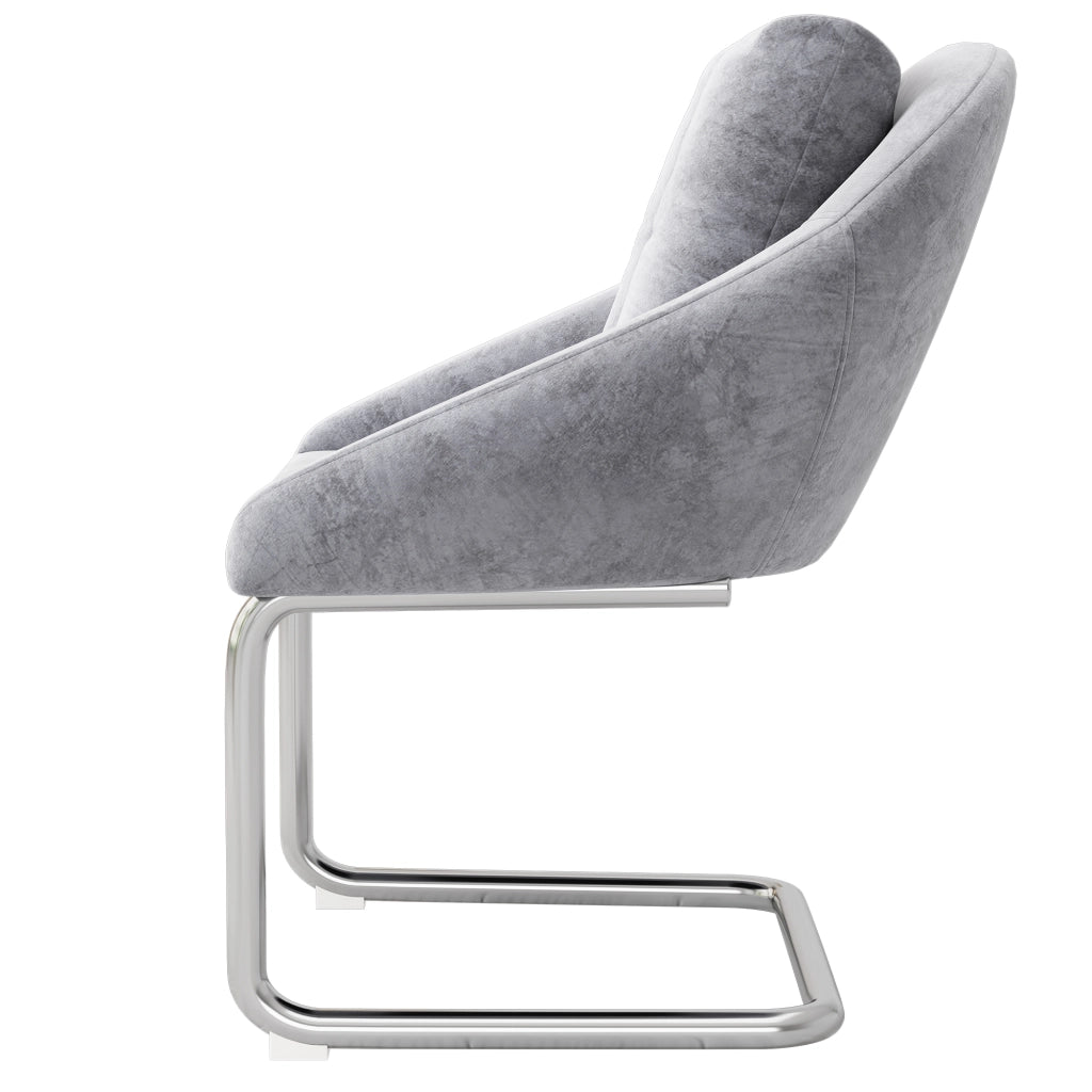 Sedia da sala da pranzo in velluto con design ergonomico, set da 4 pezzi per casa e ufficio, grigio
