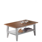 Tavolino shabby rettangolare in legno bianco/naturale l.100 p.60 h.45 - Mobili 2G