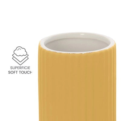 Portaspazzolini bagno da appoggio giallo in ceramica soft touch Spring