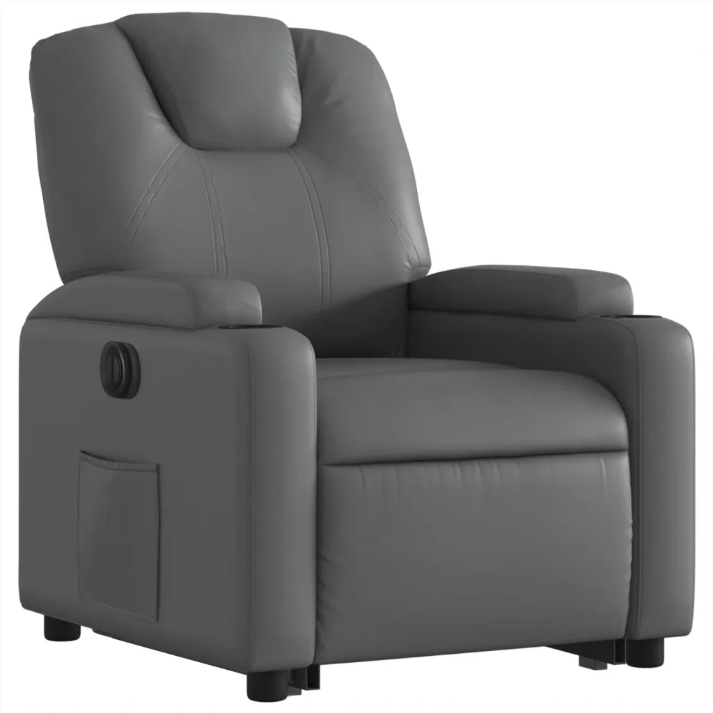 Poltrona Alzapersona Reclinabile Grigio in Similpelle 3204447
